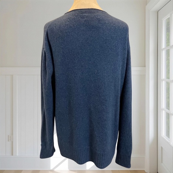 RACHEL ZOE Women's 100% 2-Ply Cashmere Sweater Blue Crewneck Medium Mended - Picture 6 of 11